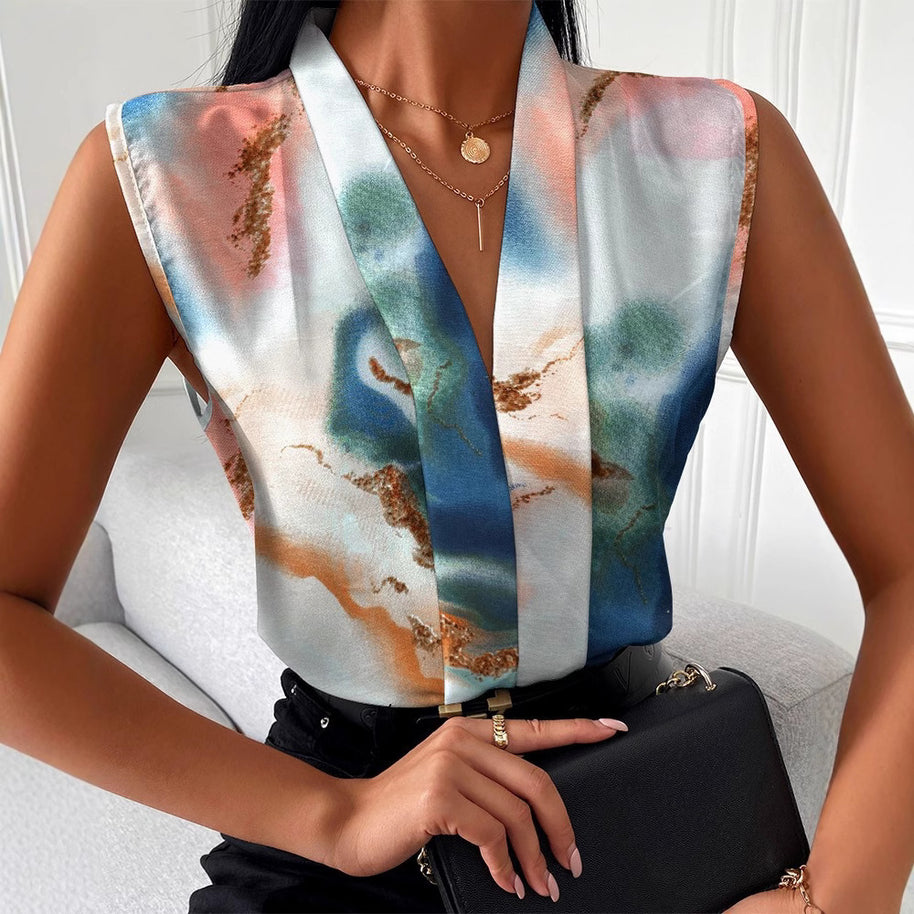 Damen Stilvolle Ärmellose Bluse WW