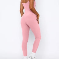 Damen Sportlicher Langoverall mit verstellbaren Trägern und figurbetonendem Schnitt WW