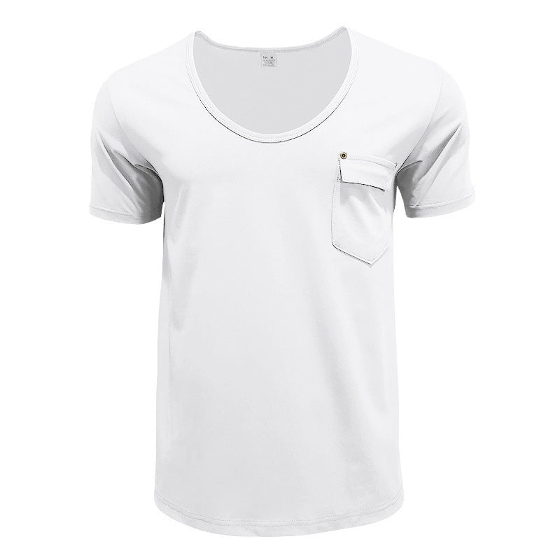 Herren hochwertiges T-Shirt mit lässigem V-Ausschnitt und praktischer Brusttasche WW