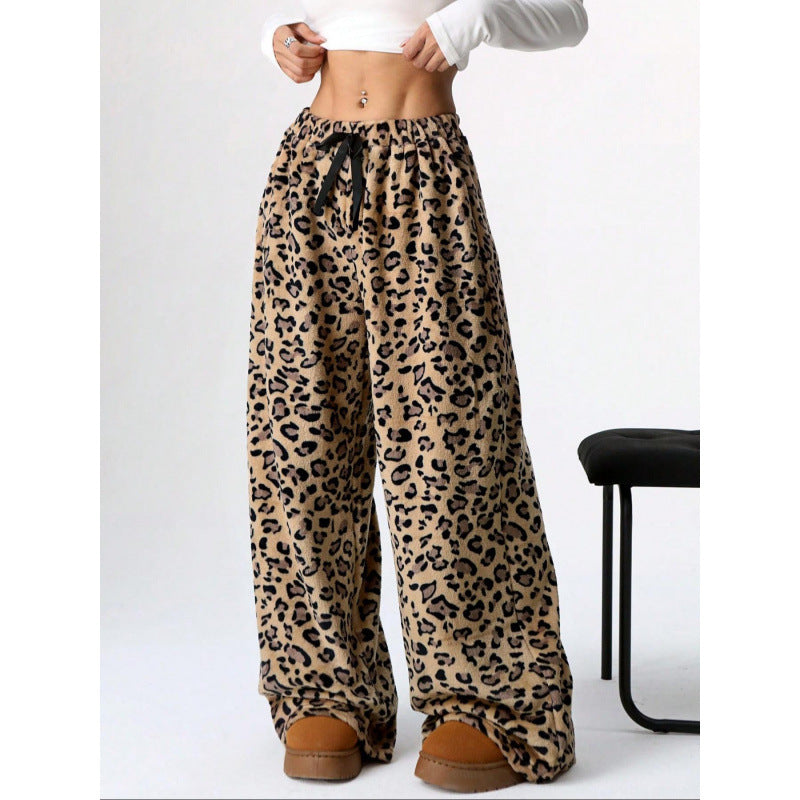 Damen Bequeme Hosen mit Leopardenmuster WW