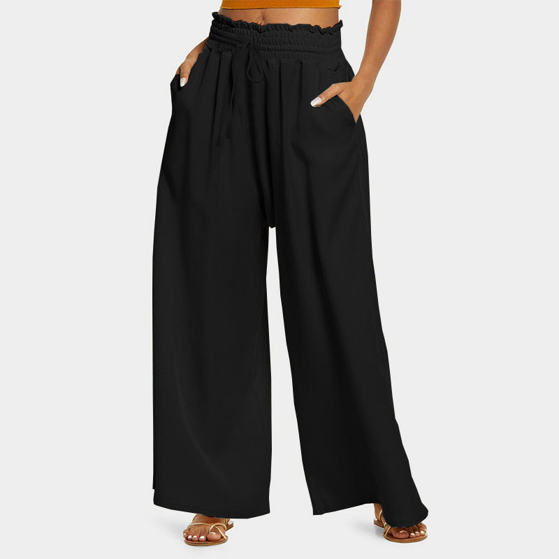 Damen weite Freizeit-Hose mit elastischem Bund und seitlichen Taschen WW
