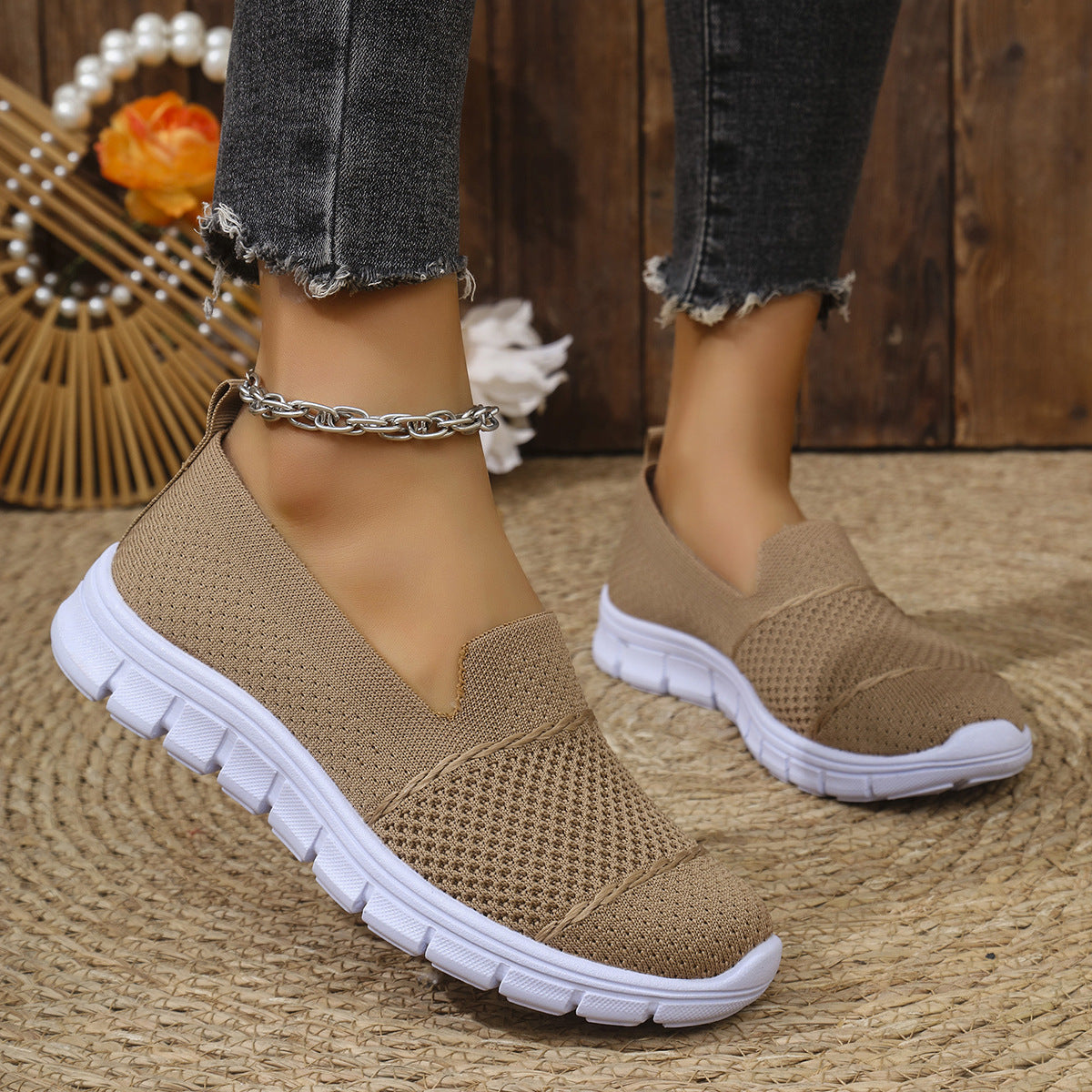 Damen Atmungsaktive Slip-On Sneakers mit flexiblem Sohlenkomfort WW