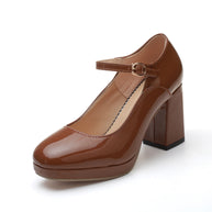 Damen Mary Jane Pumps mit elegantem Blockabsatz und praktischem Riemchen W&W