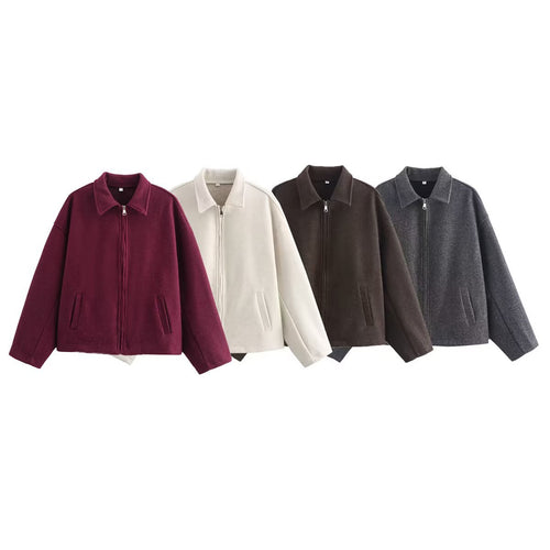 Damen bequeme Blousonjacke mit hohen Kragen und praktischen Taschen WW