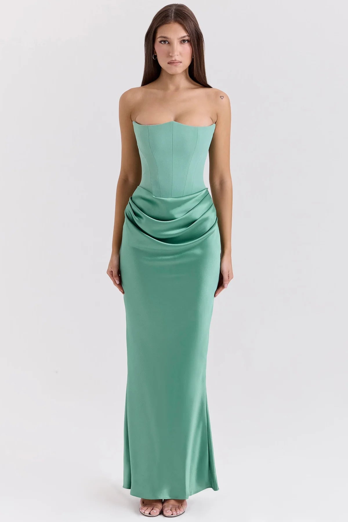 Damen elegantes, figurbetontes Abendkleid mit raffiniertem Taillendetail WW