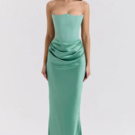 Damen elegantes, figurbetontes Abendkleid mit raffiniertem Taillendetail WW