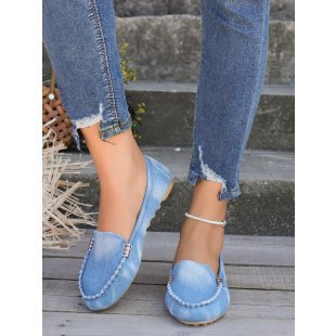 Damen modische Mokassins mit dezenter Kettenapplikation WW