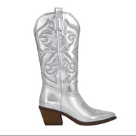 Damen Cowboystiefel mit raffiniertem Muster und stabilen Blockabsatz WW