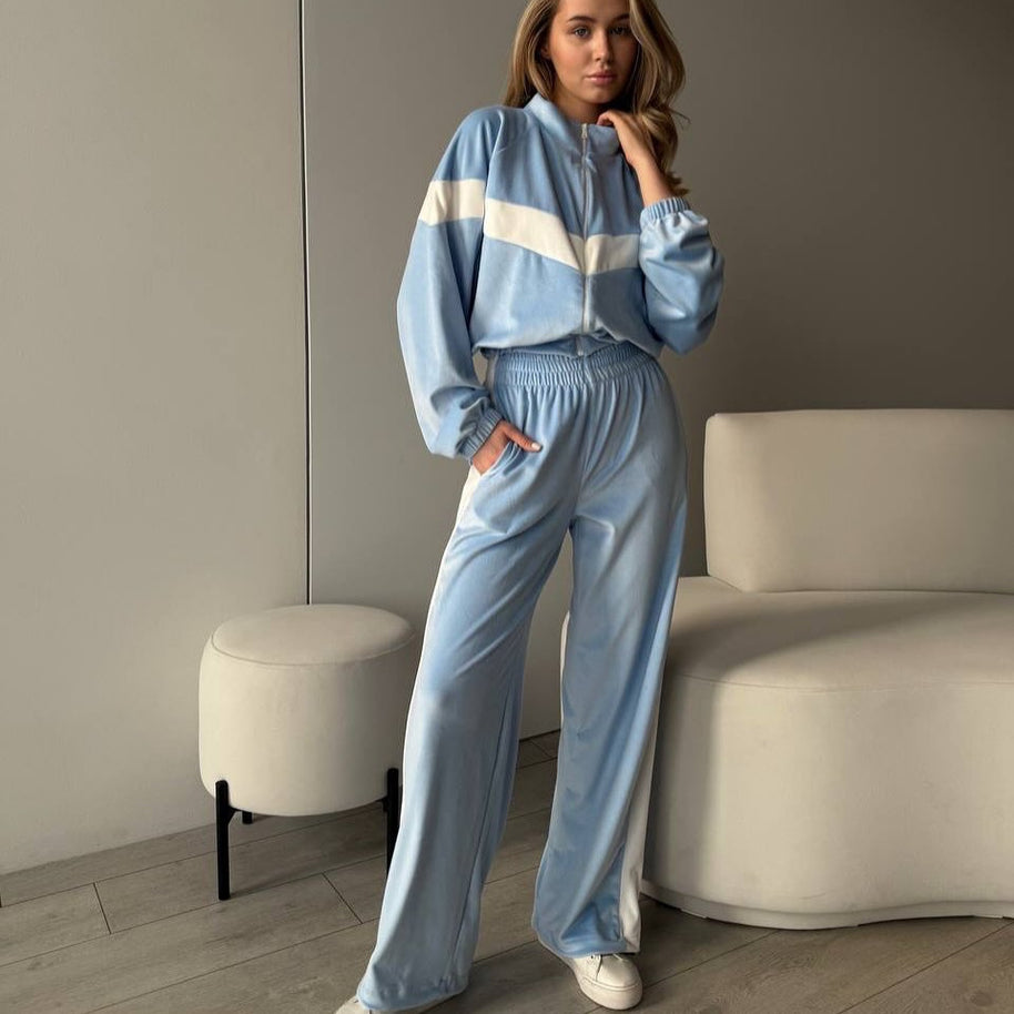 Damen Sportlicher Fleece-Jumpsuit mit durchgehendem Reißverschluss und weiten Ärmeln WW