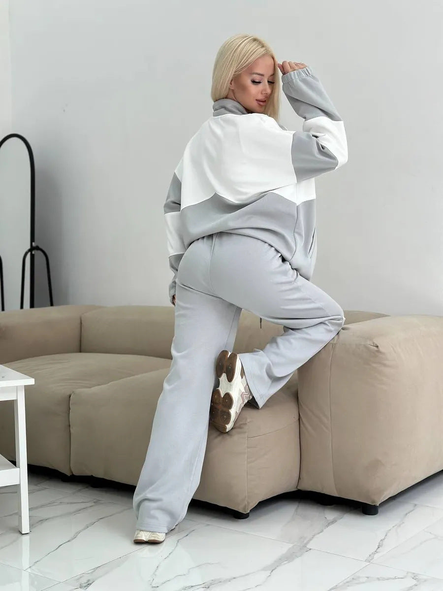 Damen sportliches Zweiteiler-Set mit hochschließendem Reißverschluss und weichem Material WW