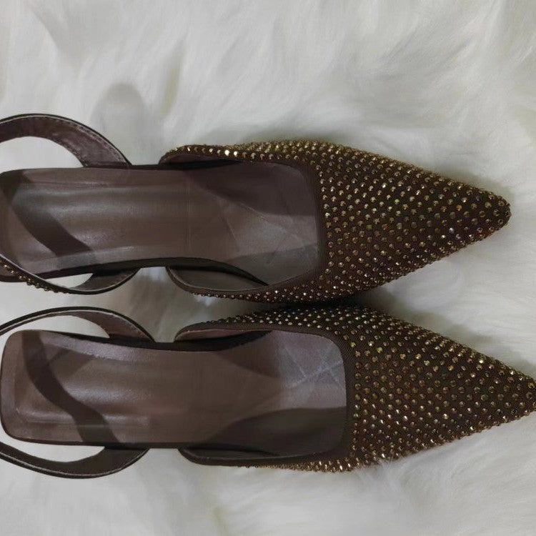 Damen Slingback-Pumps mit funkelndem Strass-Akzent und elegantem spitzem Design WW