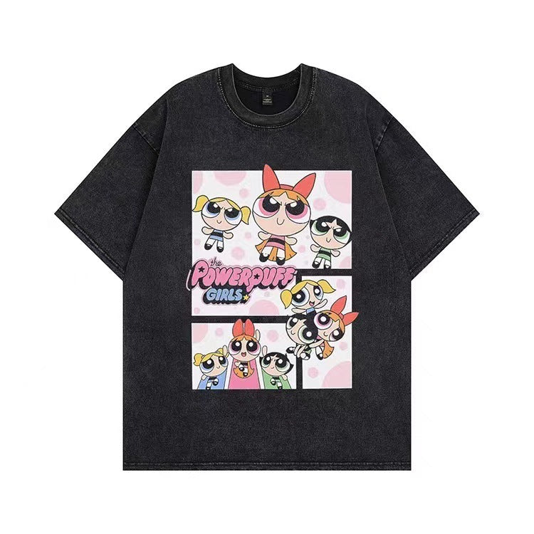 Damen T-Shirt mit angepasstem Powerpuff Girls Grafikdruck WW