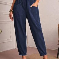 Damen Bequeme Chino-Hose mit elastischem Bund und praktischen Taschen WW