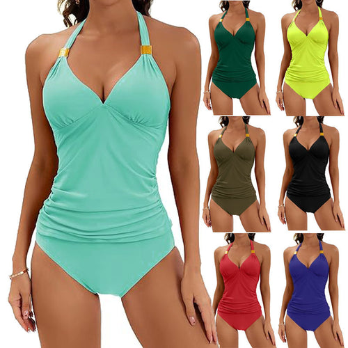Damen Tankini mit gerafftem Oberteil und hohem Bund WW