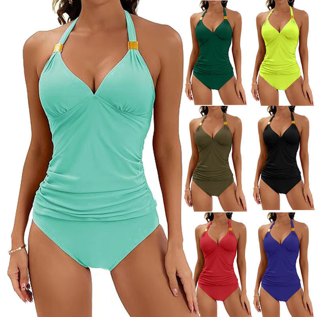 Damen Tankini mit gerafftem Oberteil und hohem Bund WW
