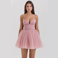 Damen Cocktailkleid mit herzförmigem Ausschnitt und schwingendem Tüllrock WW