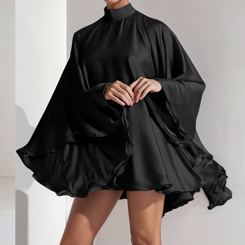 Damen Chices Minikleid mit voluminösen Ärmeln und elegantem Stehkragen W&W Mode
