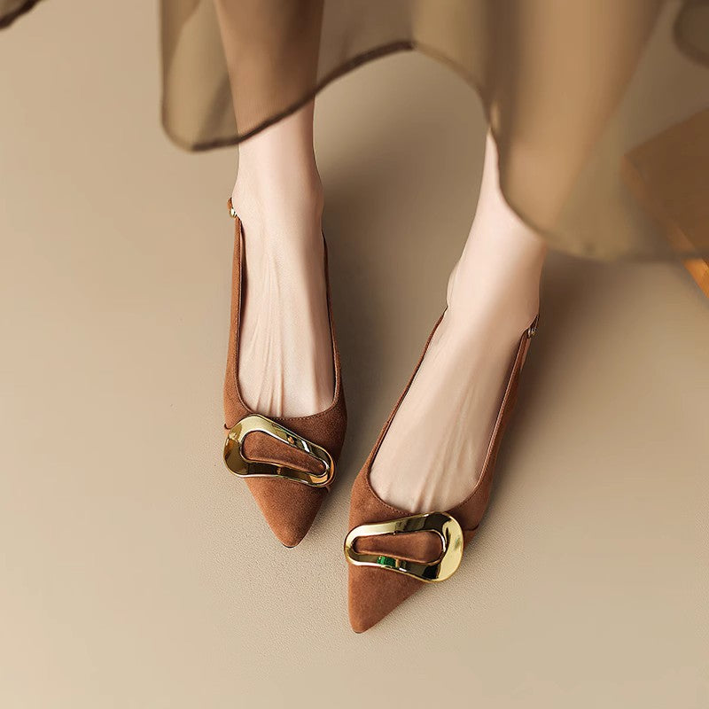 Damen Slingback Ballerinas mit eleganter Schnalle und spitzem Design WW