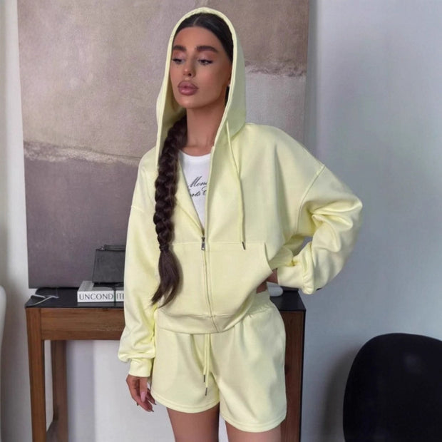 Damen bequeme Hoody-Shorts Kombination WW