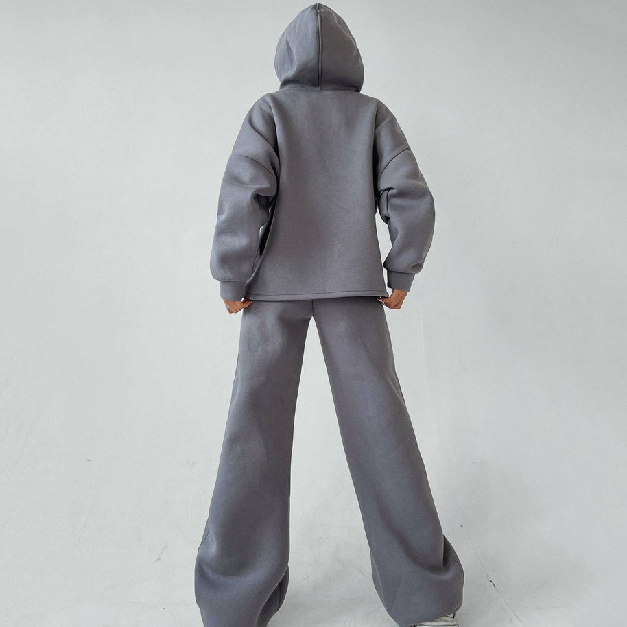 Damen Sportlicher Fleece-Zweiteiler mit weitem Schnitt WW