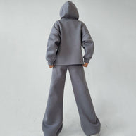 Damen Sportlicher Fleece-Zweiteiler mit weitem Schnitt WW