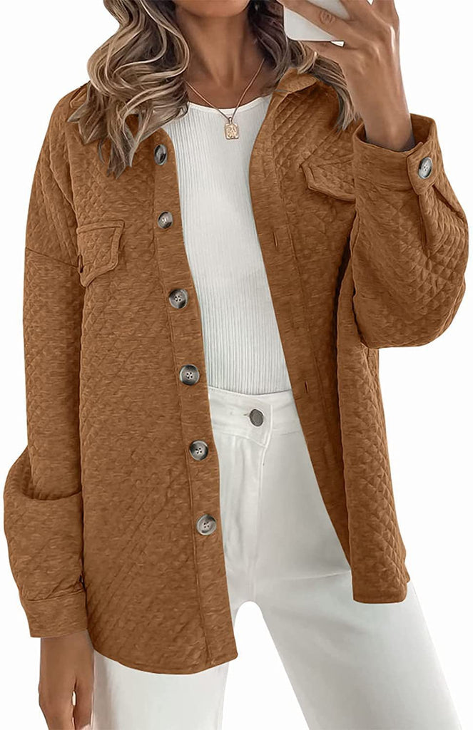 Damen Lässige Oversize-Hemdjacke mit strukturiertem Design und aufgesetzten Taschen WW