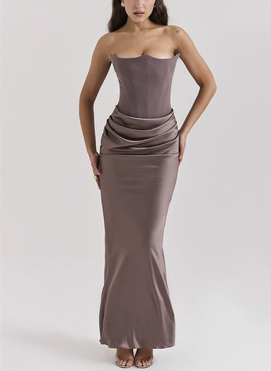 Damen elegantes, figurbetontes Abendkleid mit raffiniertem Taillendetail WW