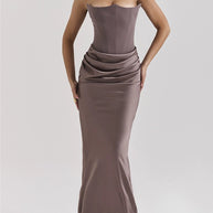 Damen elegantes, figurbetontes Abendkleid mit raffiniertem Taillendetail WW