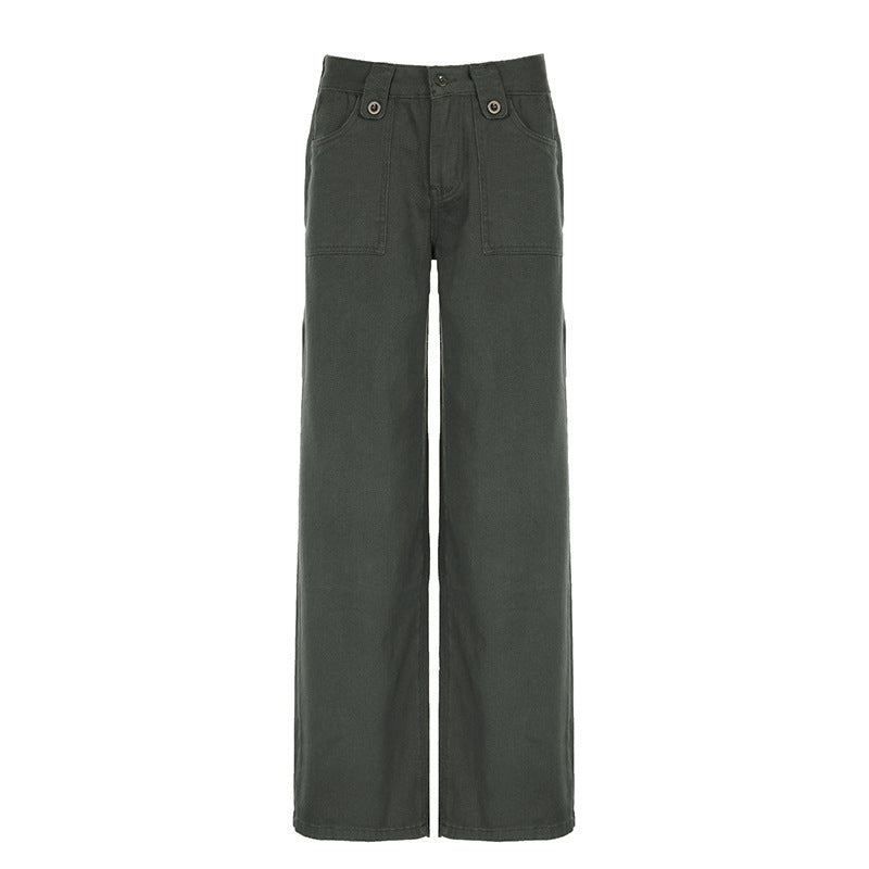 Damen weite Cargo-Hosen mit praktischen Taschen und engem Bund WW