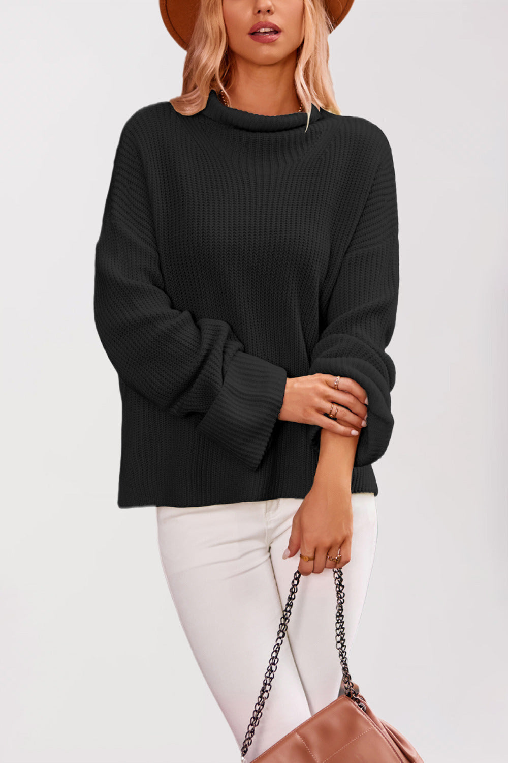 Damen Baumwoll-Pullover mit hohem Kragen WW