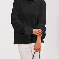 Damen Baumwoll-Pullover mit hohem Kragen WW