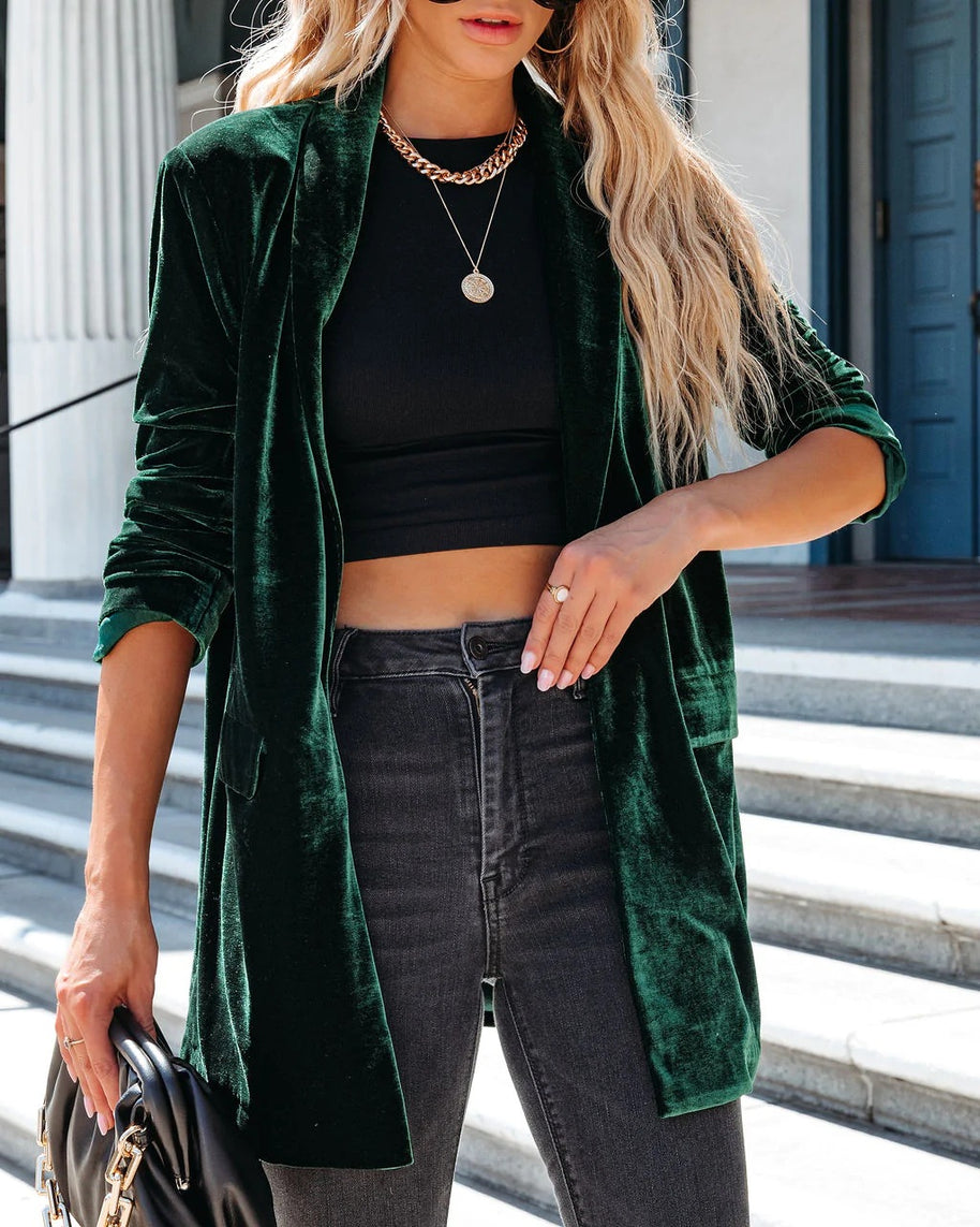 Damen lässiger Longcardigan mit seitlichen Taschen und offenem Schnitt WW