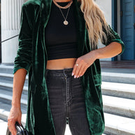 Damen lässiger Longcardigan mit seitlichen Taschen und offenem Schnitt WW