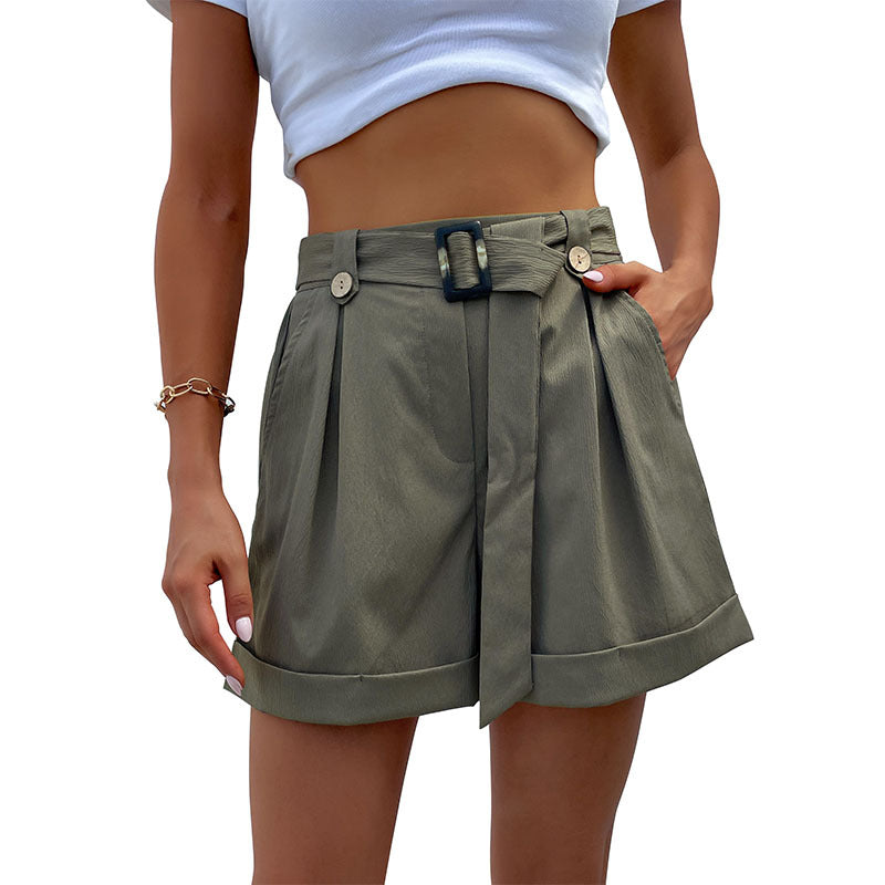 Damen Shorts mit elegantem Bund und modischen Falten WW