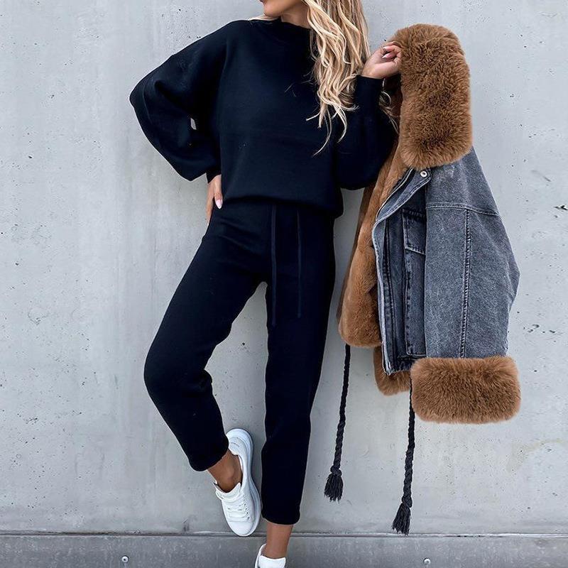 Damen Freizeitleggings mit hoch gezogenem Taillenbund und lässigem Sweater WW