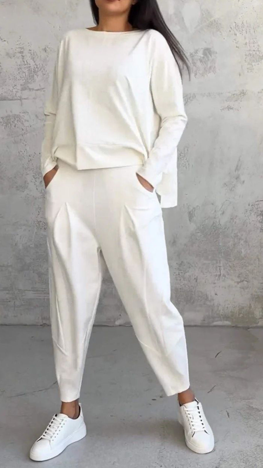 Damen bequeme Freizeitanzug mit weitem Schnitt und seitlichen Taschen WW