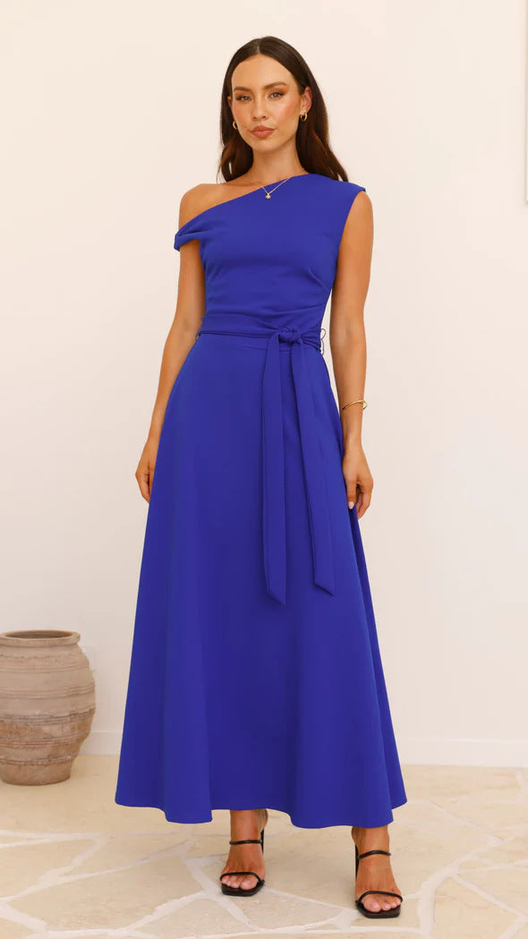 Damen Maxikleid mit asymmetrischem Schnitt und eleganter Drapierung WW