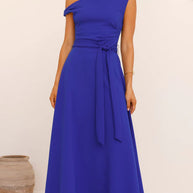 Damen Maxikleid mit asymmetrischem Schnitt und eleganter Drapierung WW