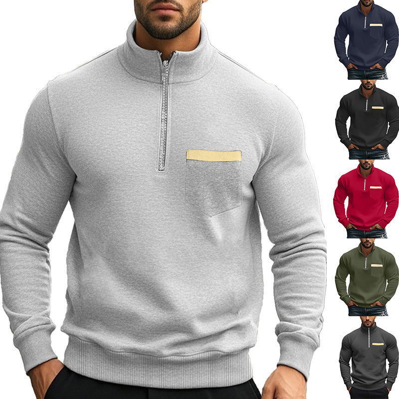 Herren Sweatshirt mit Stehkragen und durchgehendem Reißverschluss WW