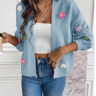 WW | Handgehäkelter floral gestrickter Cardigan