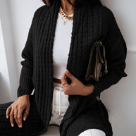 Damen Strick-Cardigan mit strukturiertem Muster und offenem Schnitt WW