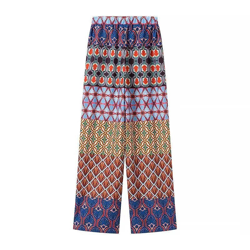 Damen weite Druckhose mit elastischem Bund und modischem Design WW