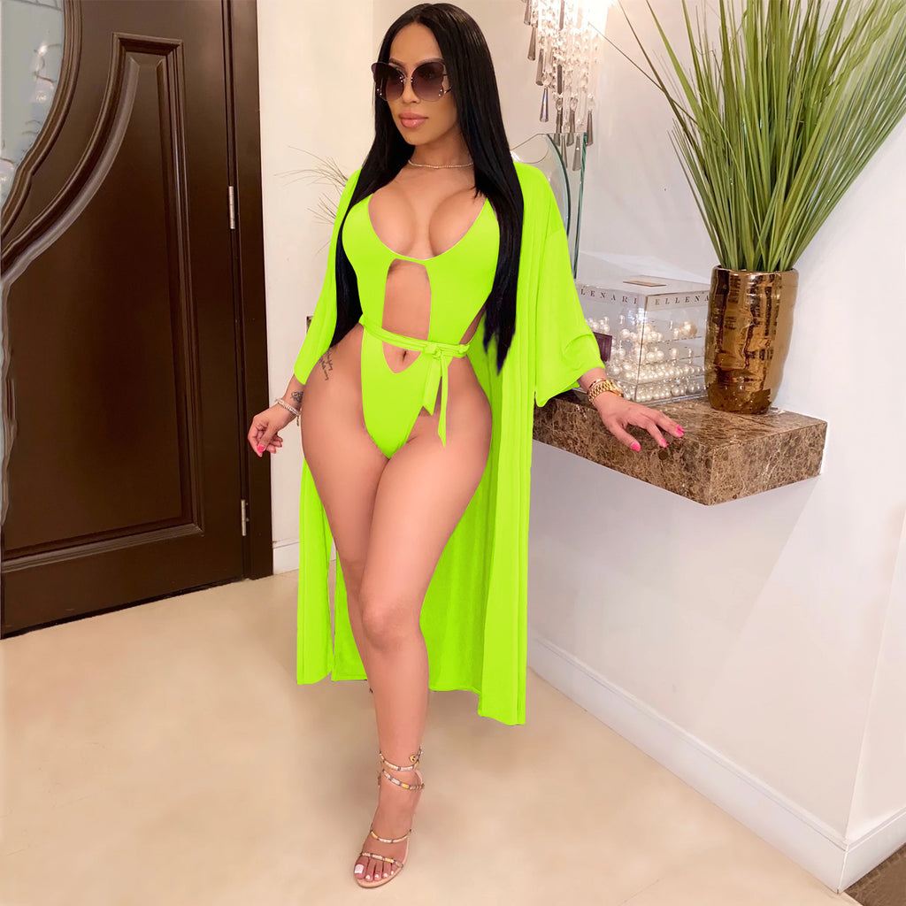 Damen Badeanzug mit schickem Kimono und raffinierten Cut-Outs WW