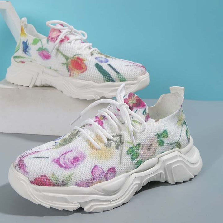 W&W Mode | Breite Sneaker Mit Blumenmuster Für Damen