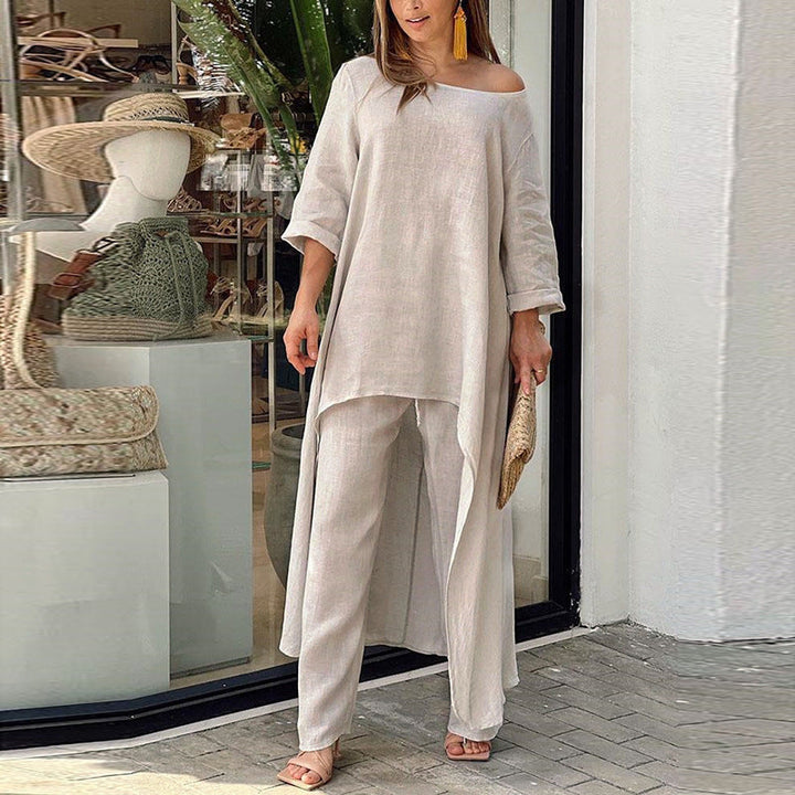 Damen lässiges Oberteil mit asymmetrischem Schnitt und eleganter Langarmoptik W&W Mode