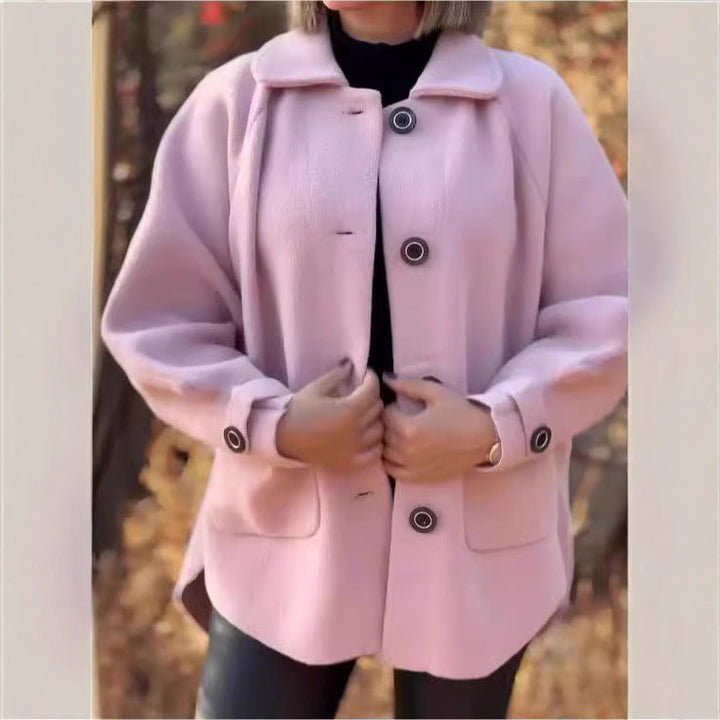 Damen weiche Wolljacke mit Schulterpasse und Knopfdetails W&W Mode