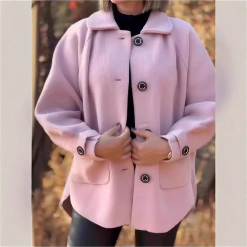 Damen weiche Wolljacke mit Schulterpasse und Knopfdetails W&W Mode