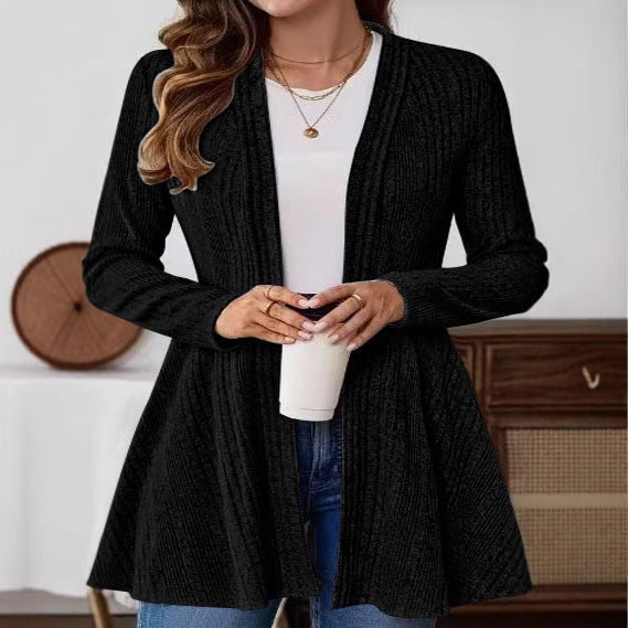 Damen Strickjacke mit verspieltem Design und seitlichem Gürtel WW