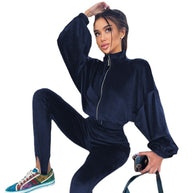 Damen Sportanzug mit hohem Kragen und modischen Puffärmeln WW