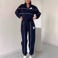 Damen sportliches Fleece-Anzugset mit Stehkragen und praktischen Taschen WW